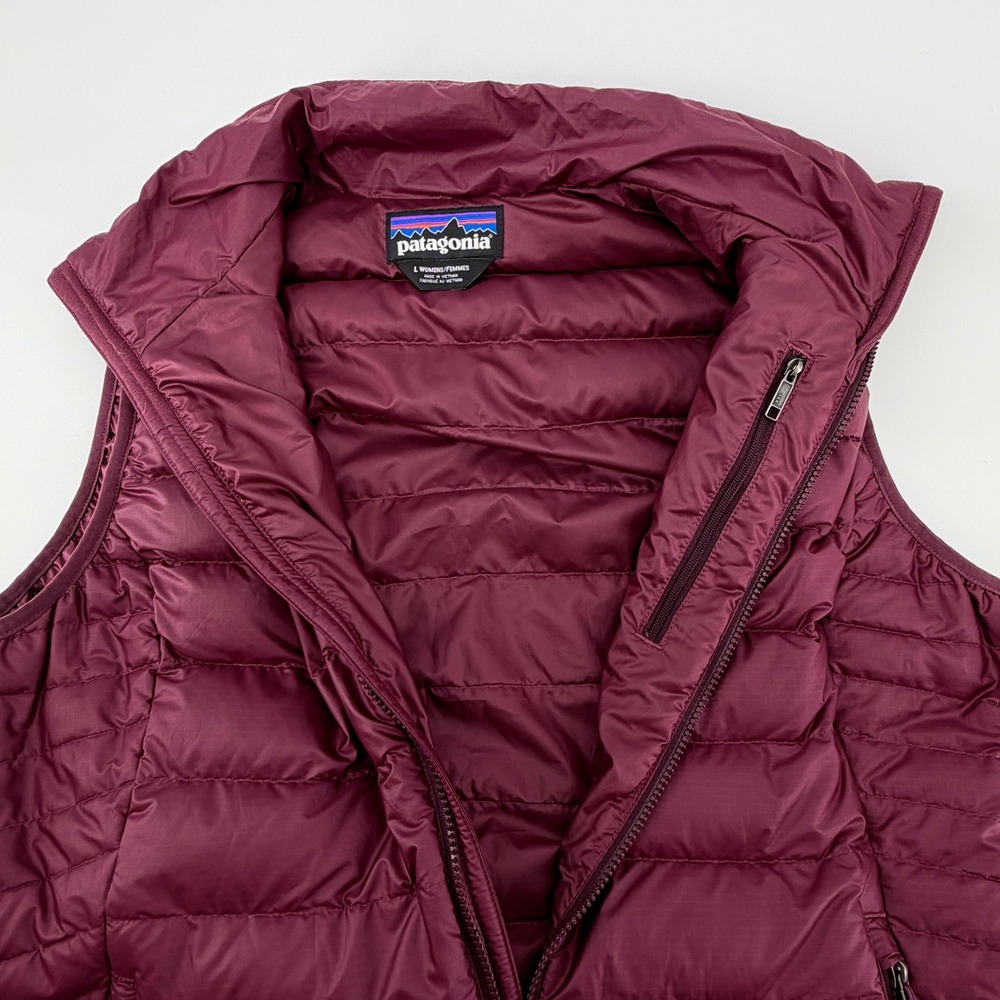 Patagonia Down Filled Puffy Vest Womens L Burgundy Excellent Quilted Ripstop - Picture 5 of 11
